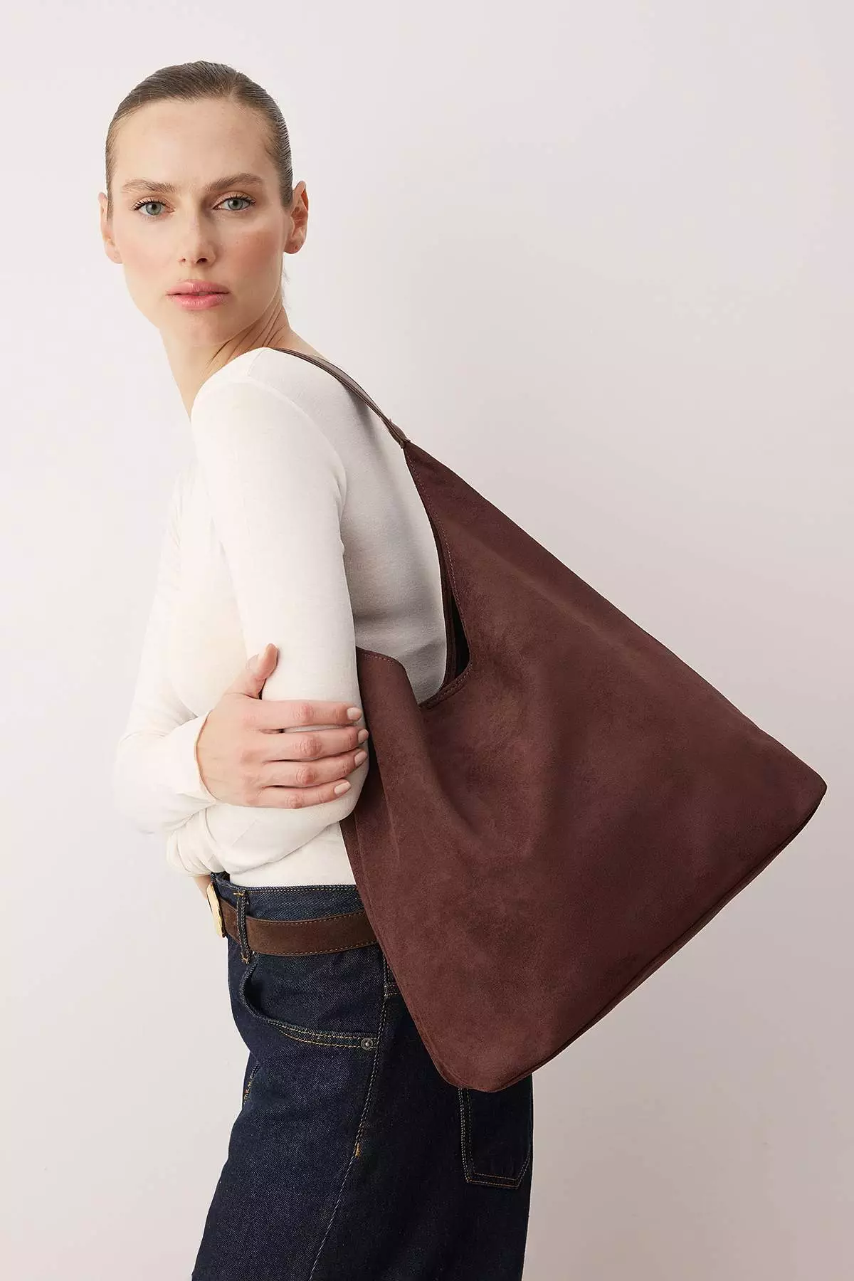 Trendyol-Dark Brown Suede Puppy 