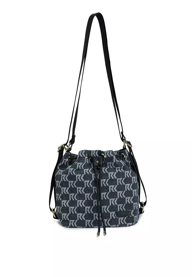 Denim Fabric Convertible Bucket Bag
