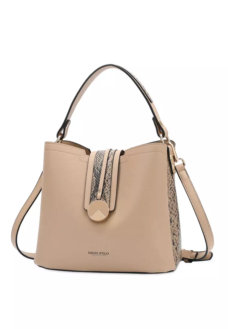 Swiss Polo-Top Handle Bag / Sling Bag / Crossbody Bag - Brown