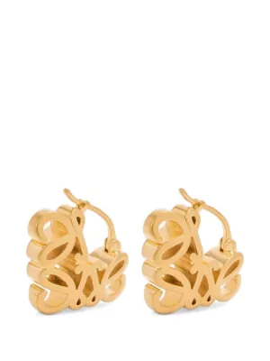 LOEWE Anagram Bombé hoop earrings, gold-tone