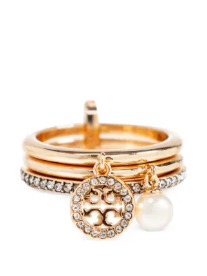 Tory Burch icon pavé charm ring
