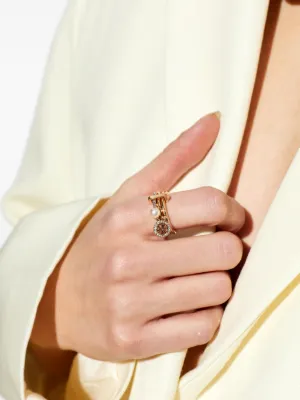 Tory Burch icon pavé charm ring