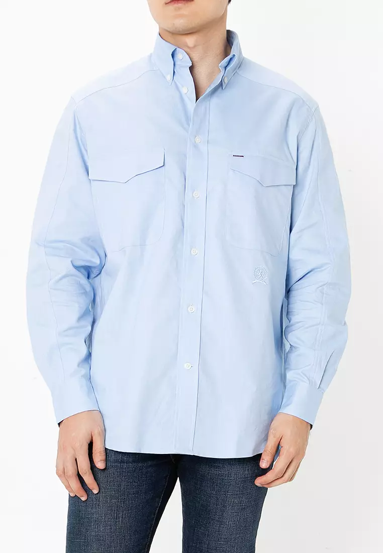 Tommy Hilfiger-Crest Tonal Logo Officer Shirt  