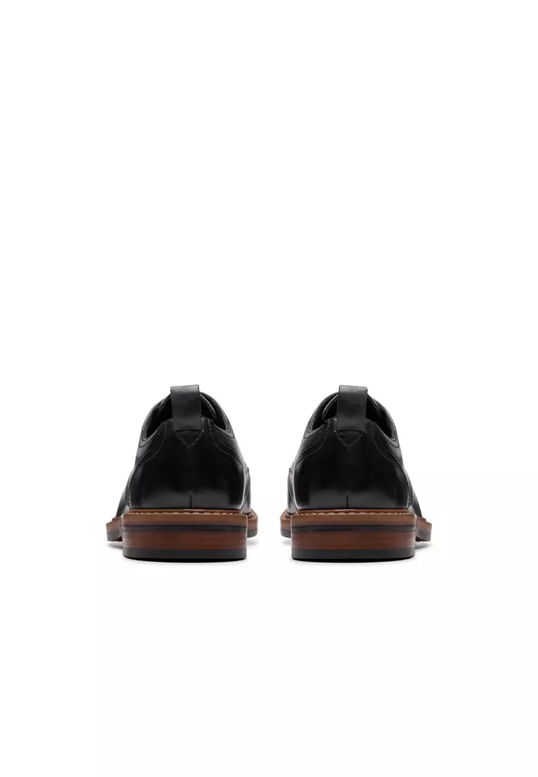 Clarks-Mens Aldwin Lace Oxford Shoes - Black Leather
