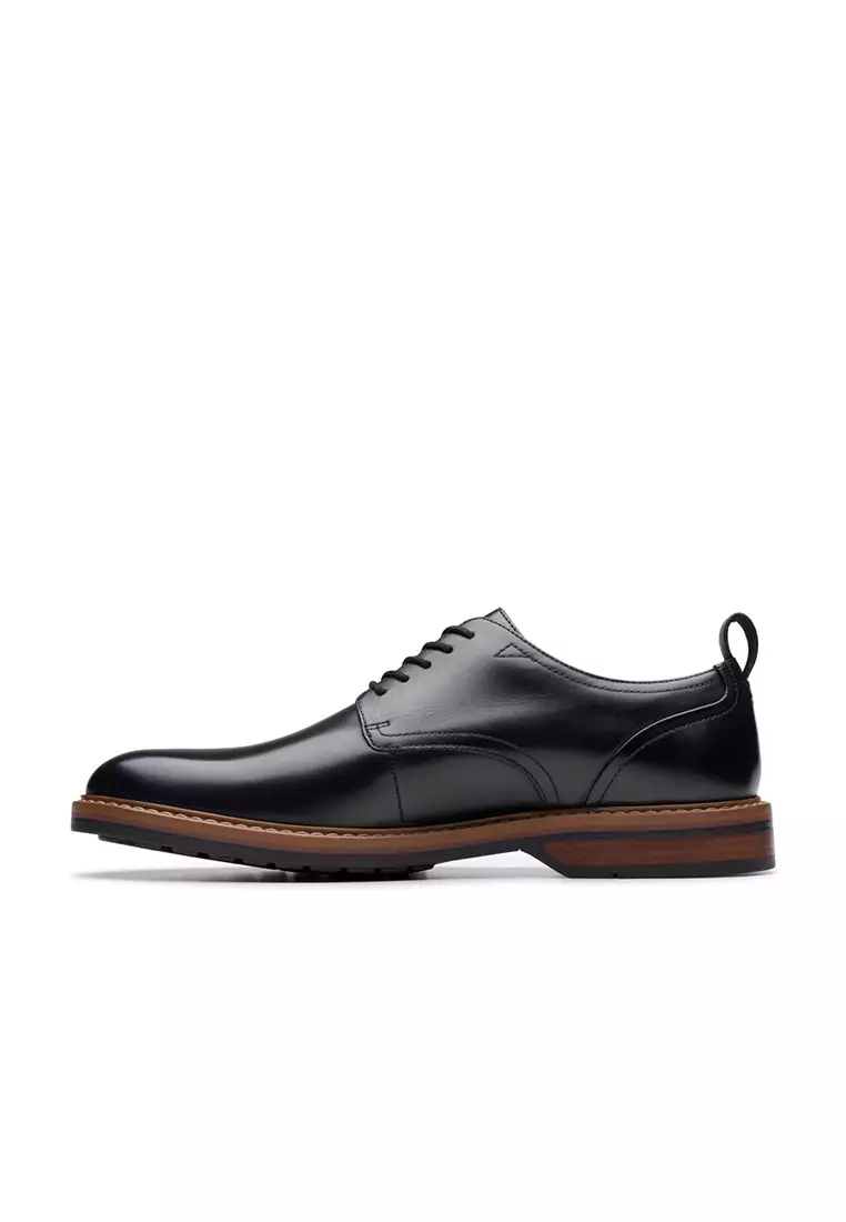 Clarks-Mens Aldwin Lace Oxford Shoes - Black Leather
