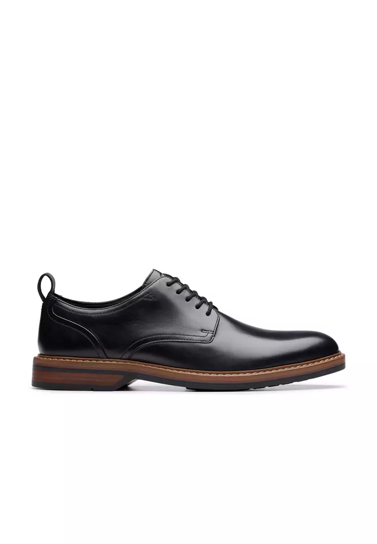 Clarks-Mens Aldwin Lace Oxford Shoes - Black Leather